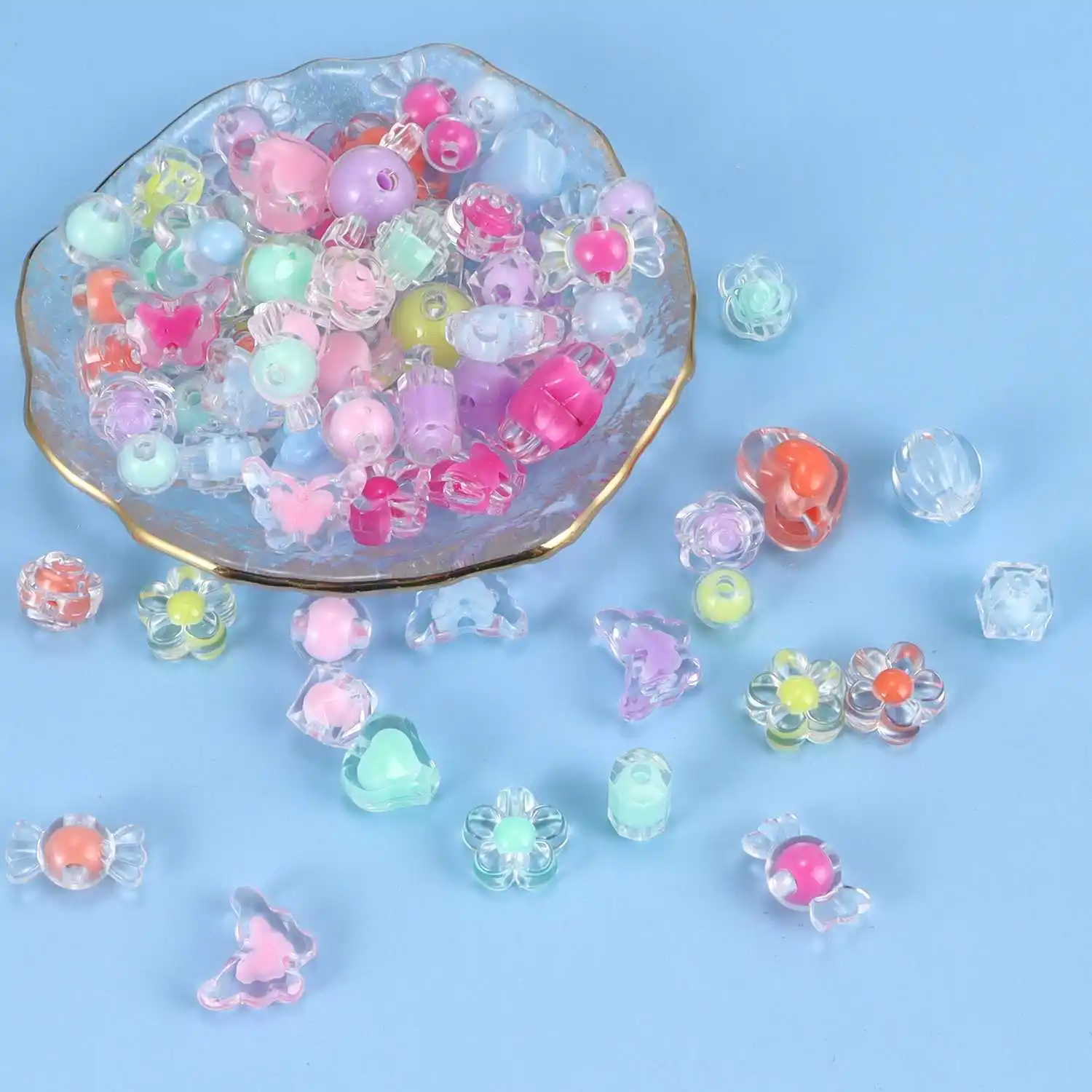 1 beutel Mischen Stil Candy Farbe Acryl Perlen Für DIY Handgemachte Armband Schmuck Machen Telefon Kette Zubehör