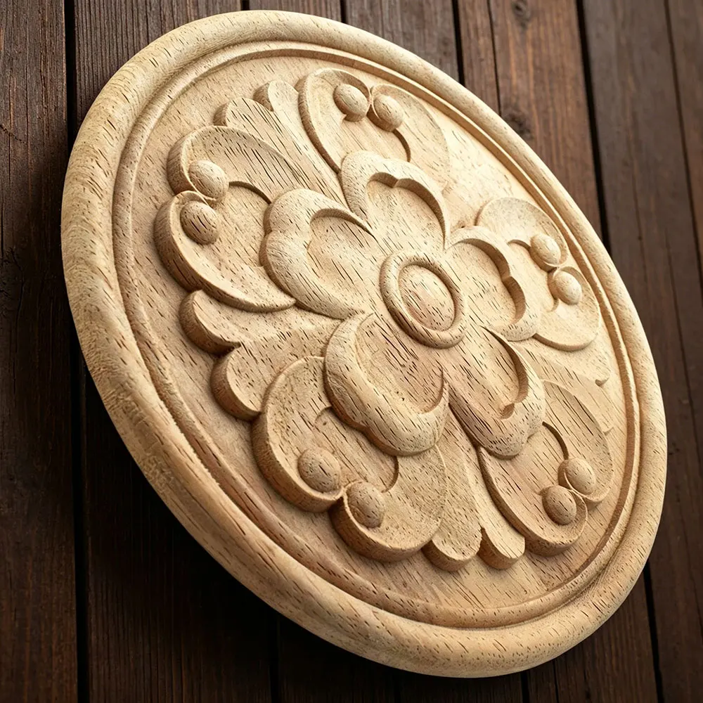 

Wood Appliques Carving Frame Furniture Cabinet Door Nautical Home Decor Wooden Figurine Flower Pattern Decorative Miniatures