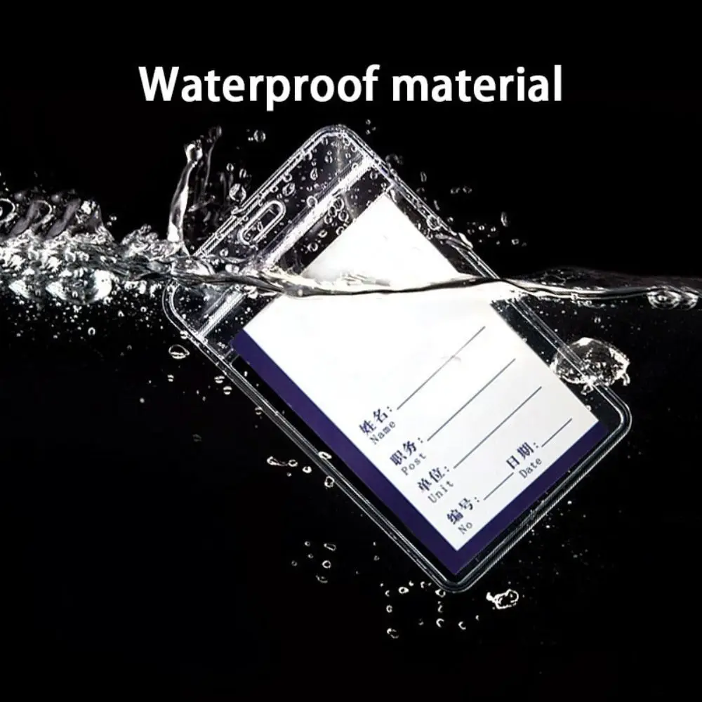 1PC Simple PVC Sealed Card Sleeve Transparent Vertical/Horizontal Name Card Protector Cover Waterproof Employee Card Case