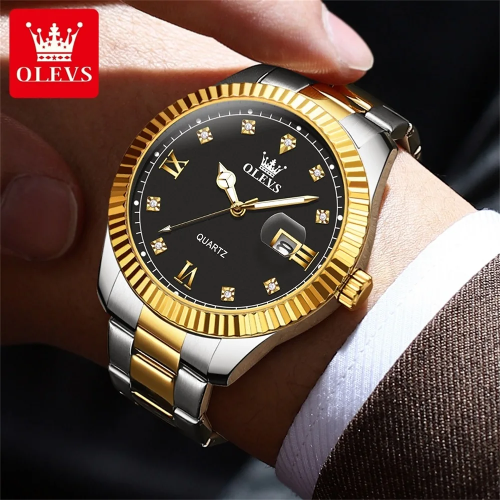 OLEVS 3623 ساعة رجالي الأكثر مبيعا الأعمال الأصلية الفاخرة العلامة التجارية ساعة كوارتز مقاوم للماء مضيئة التقويم ساعة معصم للرجل