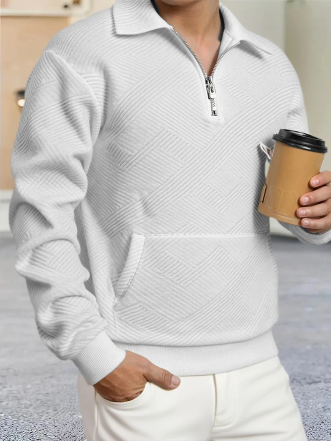 Maglione pullover con zip a un quarto da uomo autunnale, leggero, collo a lupetto, pullover slim fit, maglioni polo casual, capispalla caldi invernali
