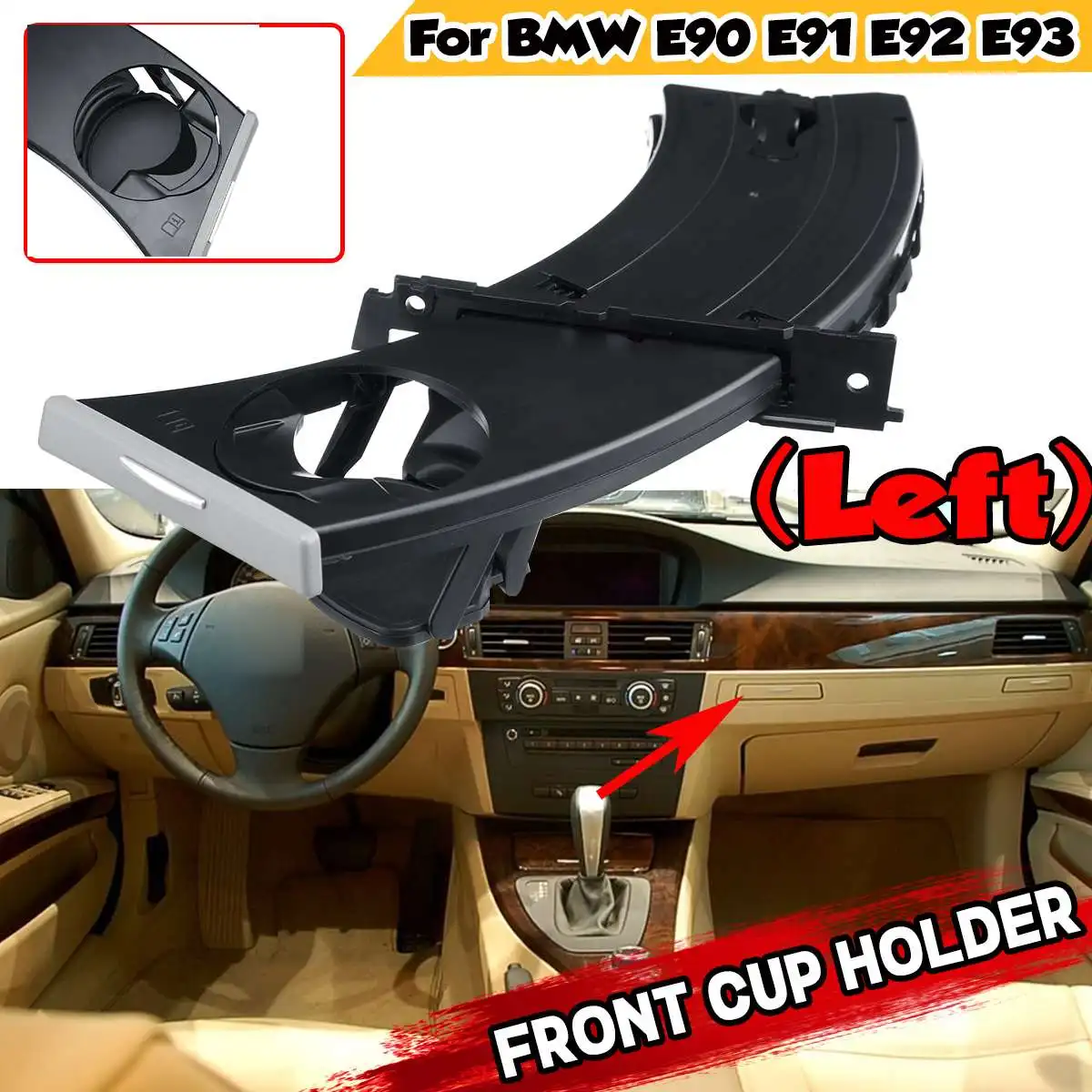 

Left/Right Retractable Front Driver Cup Holder For BMW E90 E91 E92 E93 Dash Board Inner Drinks Coffee Holder Bottle Bracket