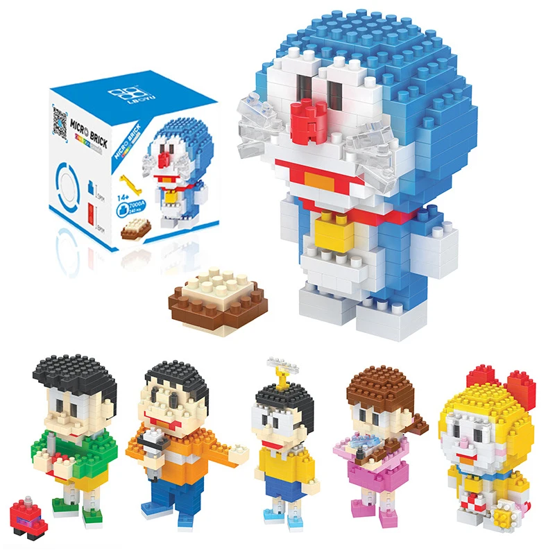 

With box small particle building blocks assemble toy table ornaments anime figure Tinker Bell Dorami boys girls birthday gifts