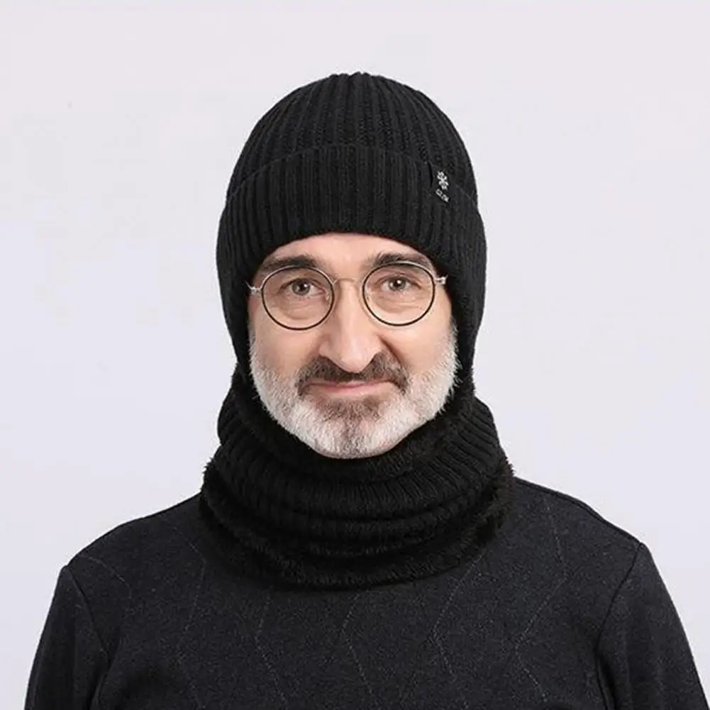 Winter Hat Winter Beanie Men's Winter Knitted Hat with Ear Thick Warm Cap for Father Grandfather Outdoor for Mid aged