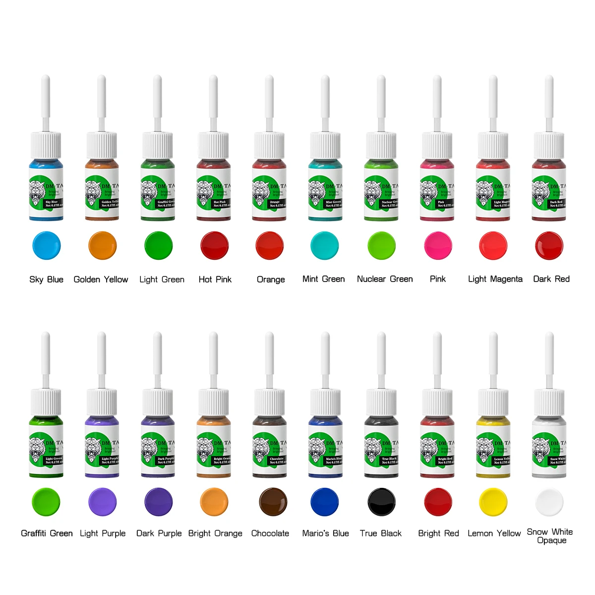 DM 5ml/Bottle Tattoo Inks Kit 5/7/10/14/20PCS Tattoo Ink Mixed Colors Natural Plant Extract Pigmen Professional Tattoo Supply