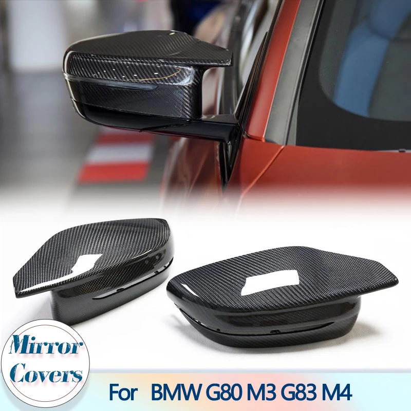 Dry Carbon Fiber Rear View Mirror Covers For BMW 3 4 Series G80 M3 G83 M4 2021 2022 Car Side Mirror Caps Covers Shell ABS LHD