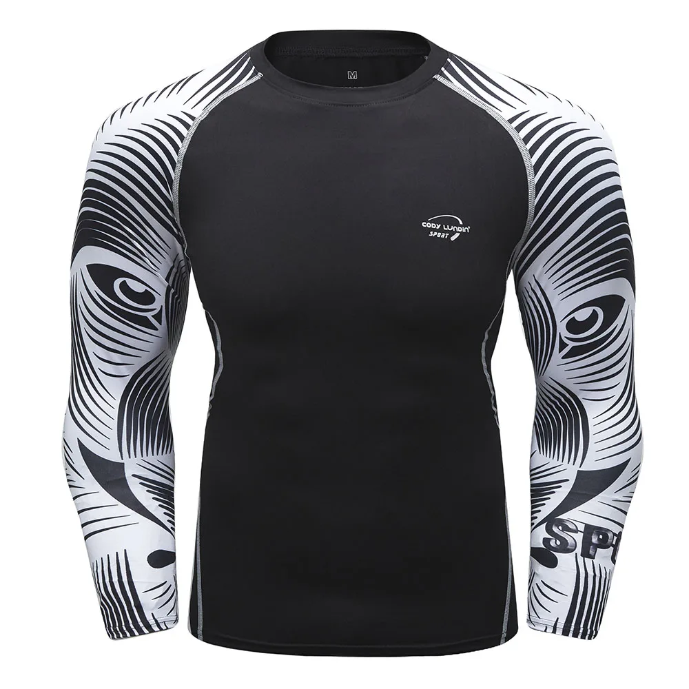 Cody Lundin Raglan Sleeve Compression Cycling MAA Muay Thai Fightwear Guard for Men Long Sleeve Gym Sports Swim Rash Guard Tee