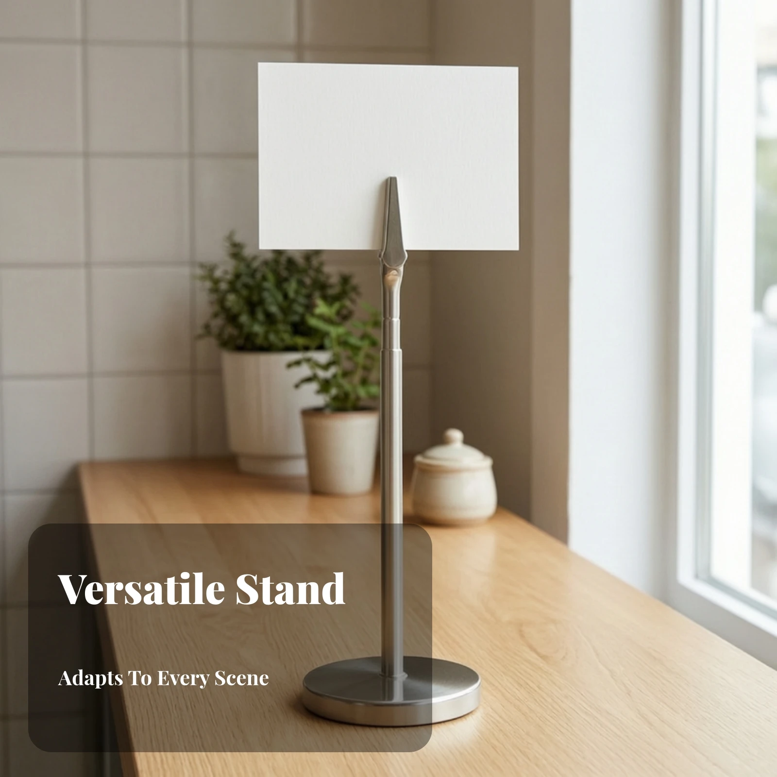 Tabletop Card Holder with Alligator Clip Metal Menu Holder with Telescoping Post Table Sign Stand with Clip Simple Space-Saving