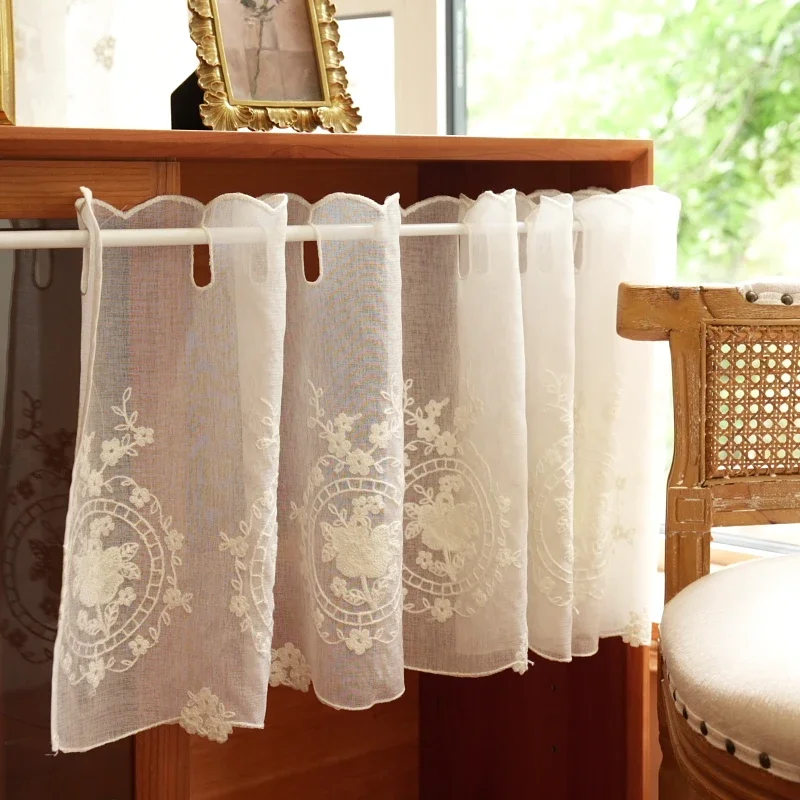 Nordic new Chinese half curtain cabinet door curtain shading yarn mirror flower half curtain