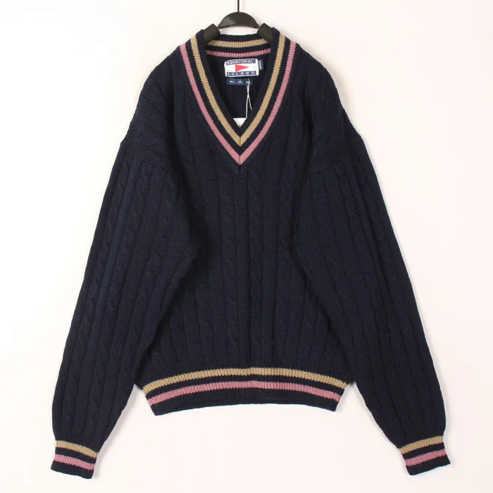 

Vintage Autumn Winter Hand Knitted Wool Sweater Women's Open Cardigan Bean Hollow out Warm V-neck Long Sleeve Striped Top