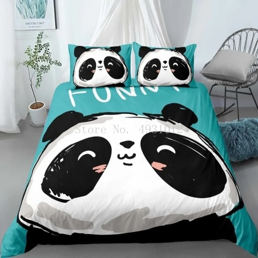 Cute Panda Bedding Sets Duvet Cover Pillowcase Home Textiles Bedroom Single Double Queen King Size Bedclothes Gifts for Boys