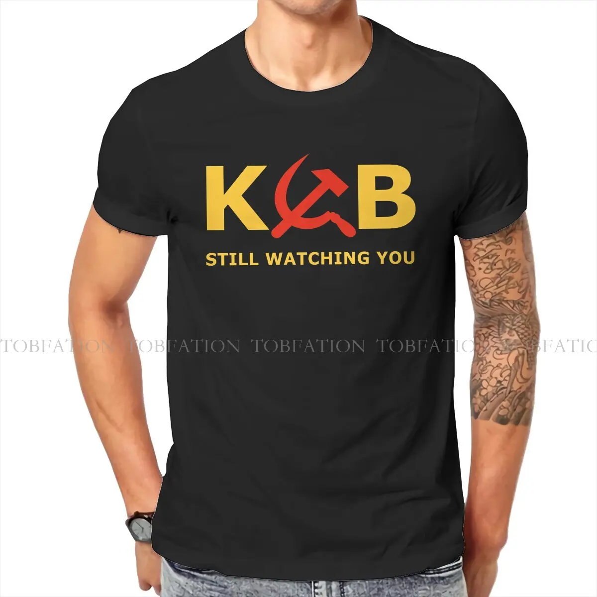 Russian USSR CCCP Man TShirt KGB Still Watching You  Distinctive T Shirt Graphic Streetwear Hipster