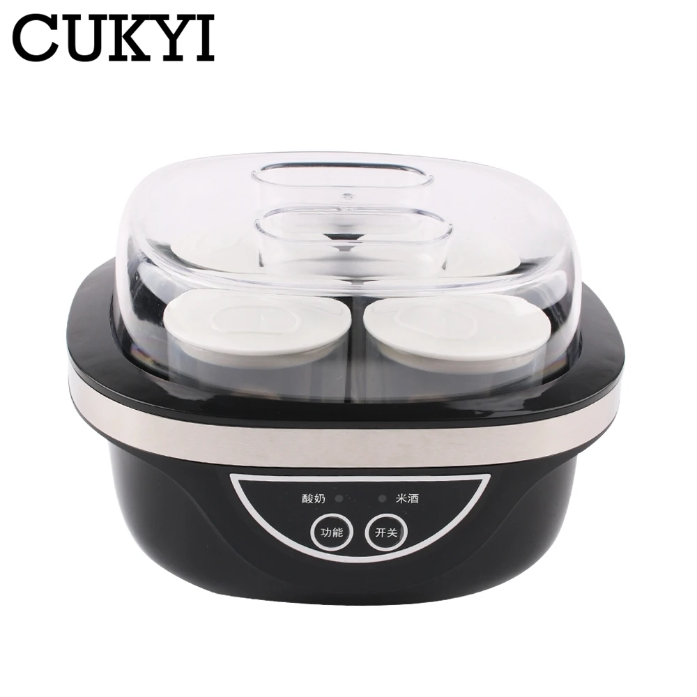 CUKYI Electric Automatic Yogurt Maker 1L liner 4 Glass cup household rice wine making Machine touch panel Yogurt DIY Container