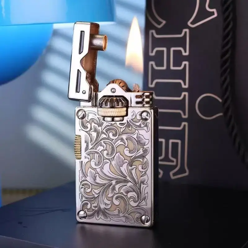 Handgefertigtes Metall-Uhrwerk-Ölfeuerzeug, kreatives Verlobungs-Zigarettenzubehör für Männer, klassischer Retro-Stil, antikes Sammlergeschenk