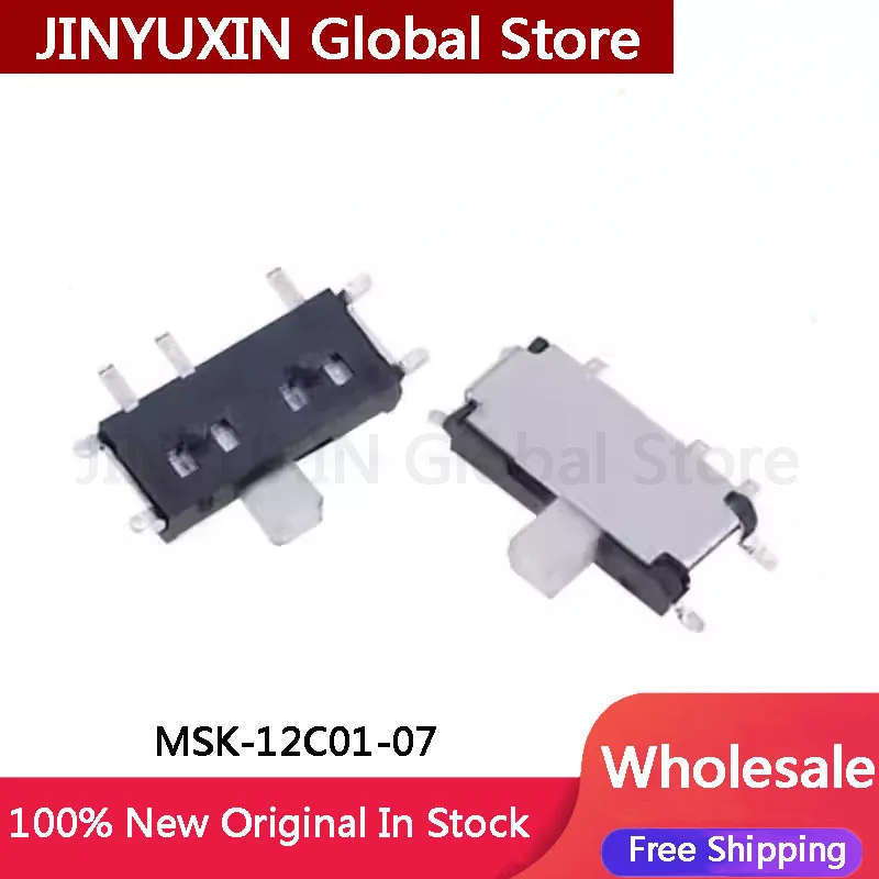 50Pcs MSK-12C01 MSK-12C01-07 (1P2T) Seven pin sliding switch 7P micro toggle switch