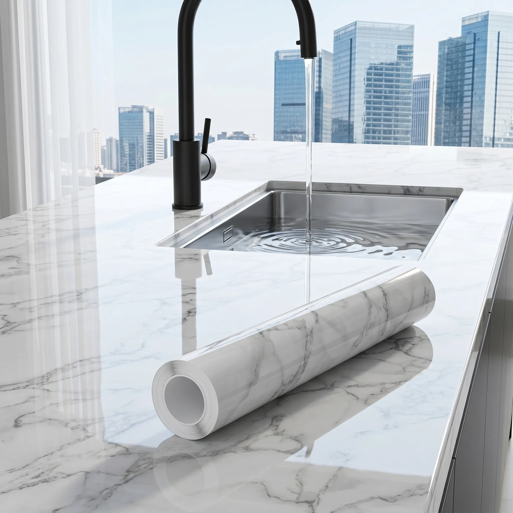 55cm Marble Vinyl Self Adhesive Wallpaper Waterproof Contact Paper PVC Wall Stickers for Kitchen Livingroom Home Decorative Film