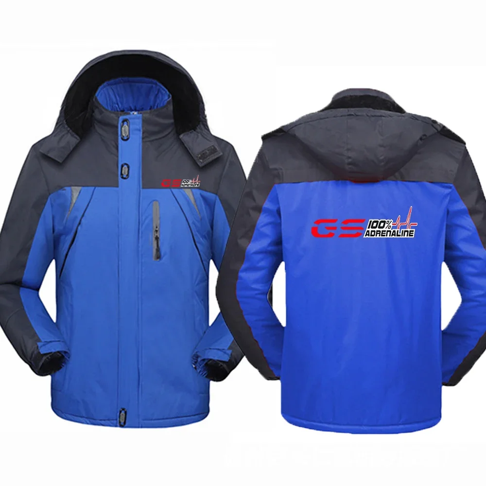 

2024 Autumn Winter New GS Adrenaline Motorrad Biker Fan Logo Print Hooded Windbreaker Coat Warmer Loose Casual Patchwork Jackets