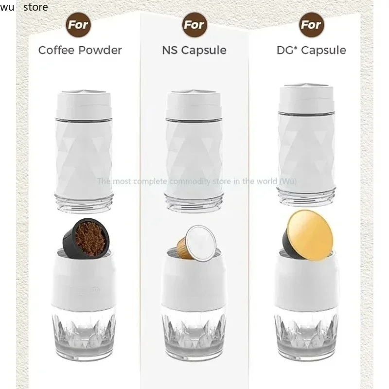 

Портативная кофеварка Cafelffe 3-в-1 — горячая/холодная, ручная эспрессо, капсульная и молотая, ручной пресс для пеших прогулок/путешествий