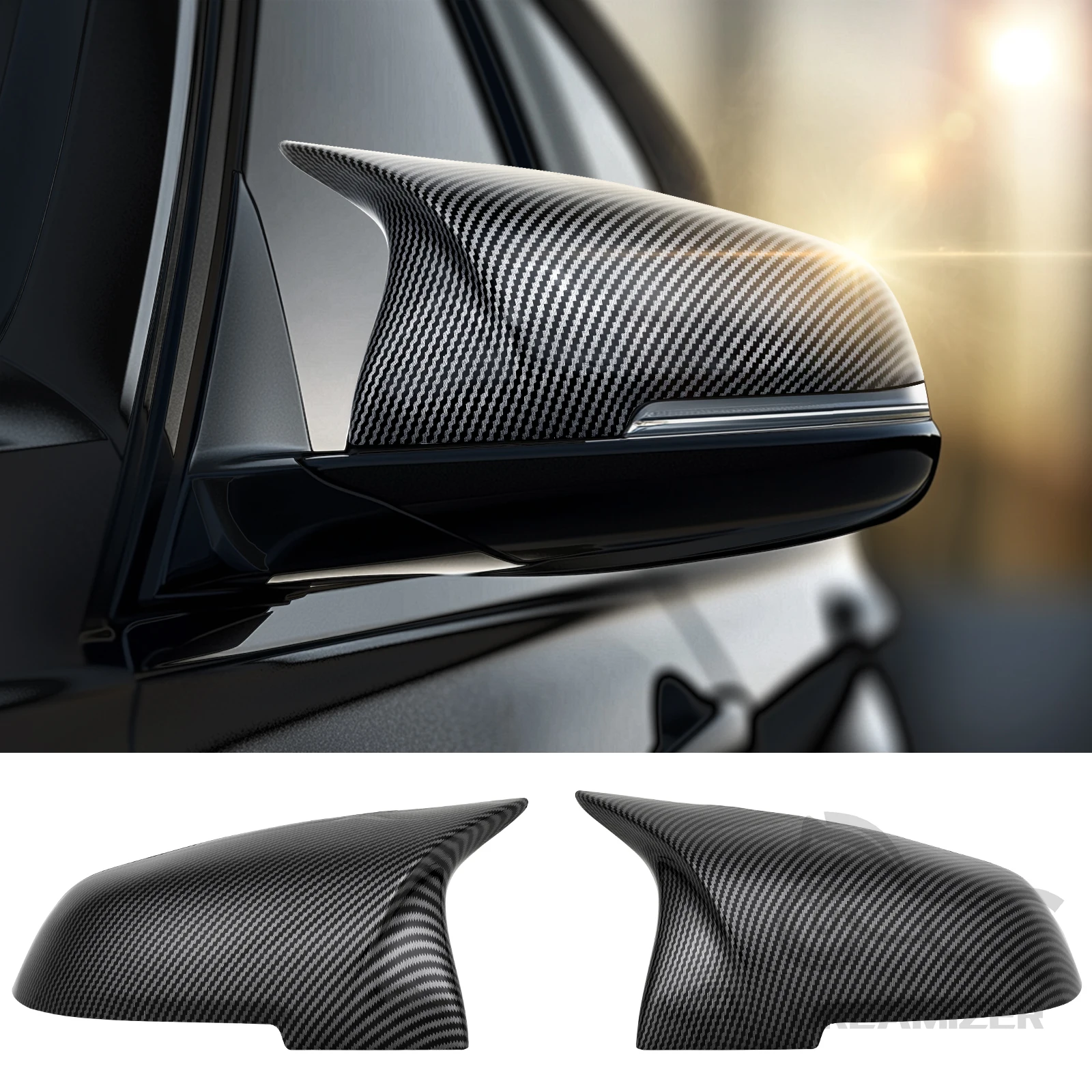 

2 pieces Rearview Mirror Cover Cap Carbon Black for BMW Series 1 2 3 4 X M 220i 328i 420i F20 F21 F22 F23 F30 F32 F33 F36 X1