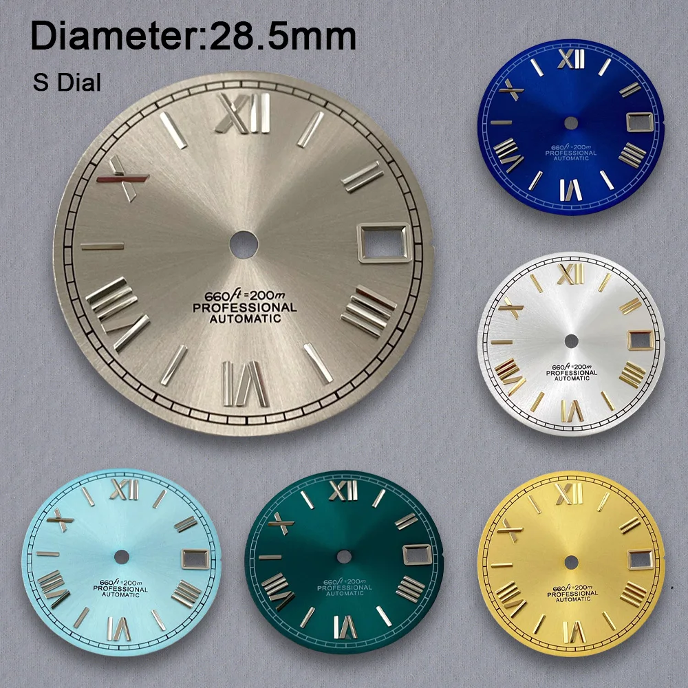 

28.5mm S Logo Rome Sunburst Dial Fit NH35/NH36/4R/7S Movement High Quality Sunray Dial Watch Modification Accessories
