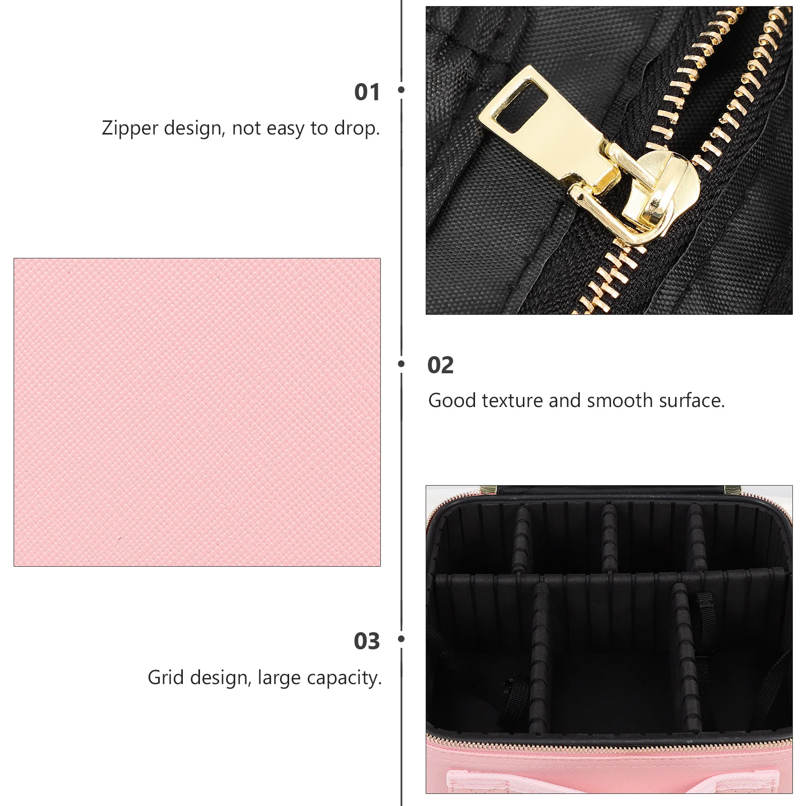 

Makeup Organizer Bag Pink Travel Skincare Pouch Portable Holder Easy to Clean and Maintain Large Space