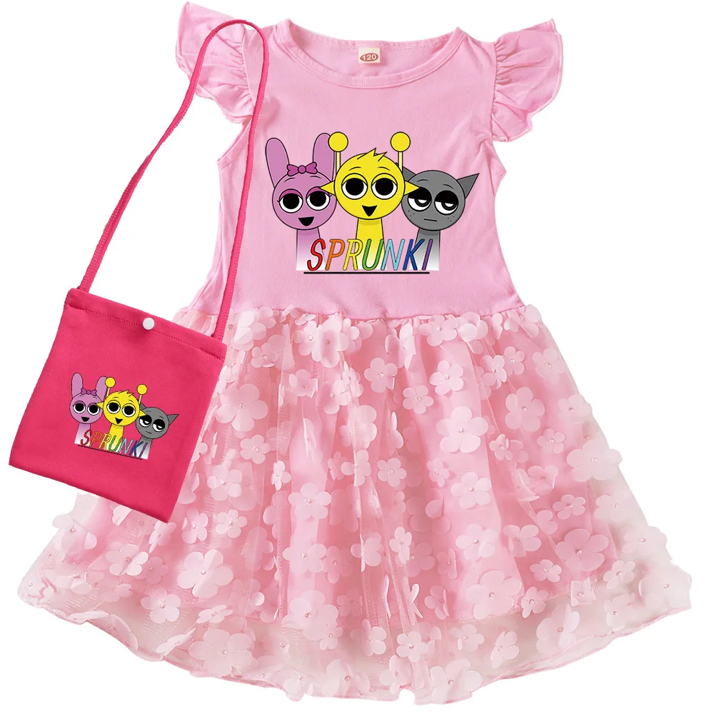 Nouveau jeu Sprunki vêtements enfants dessin animé Incredibox robe bébé filles à manches courtes princesse robes enfants tenues de fête de mariage