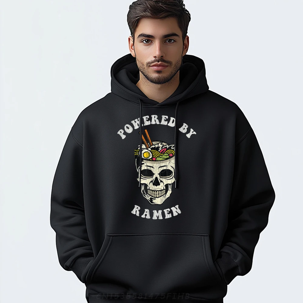 

Powered By Ramen Japanese Skull Noodles Luxury T Shirpullover Hoodies For Men Outdoor Christmas Sweater