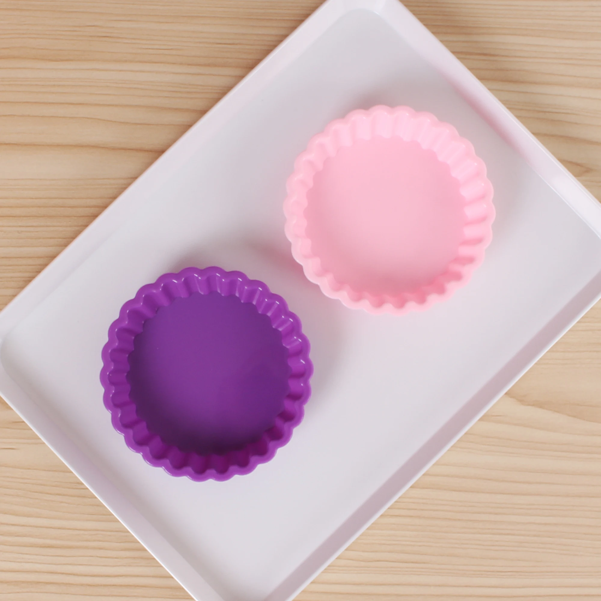 Silicone Tart Molds Mini Quiche Molds Non-Stick Round Fluted Flan Pan With Loose Bases Cake Mold Cake Pastry Tools Accessories