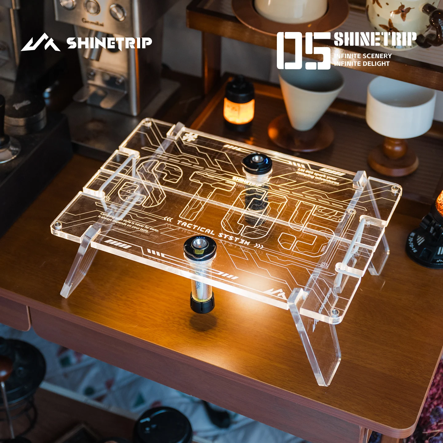 Table de camping portable ShineTrip, plateau en acrylique, accessoires de table IGT, table pliante multifonctionnelle à assembler