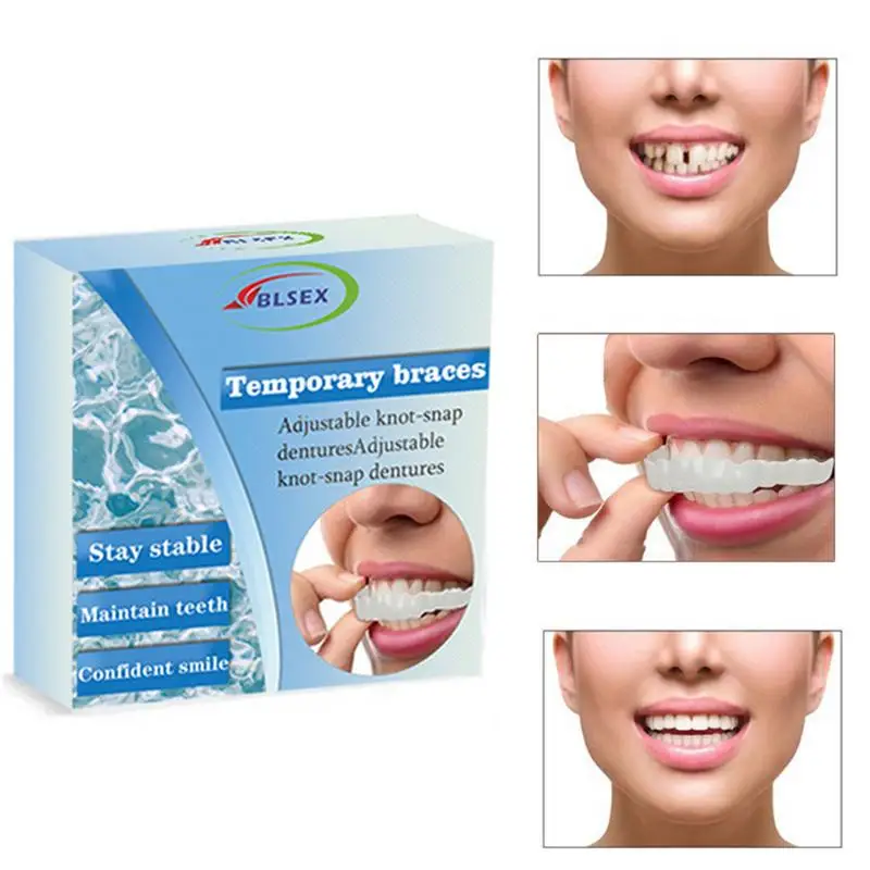 Perfect Fit Teeth Whitening Fake Tooth Cover Snap On Silicone Smile Veneers Teeth Upper Beauty Cosmetic Teeth Confidence Smile