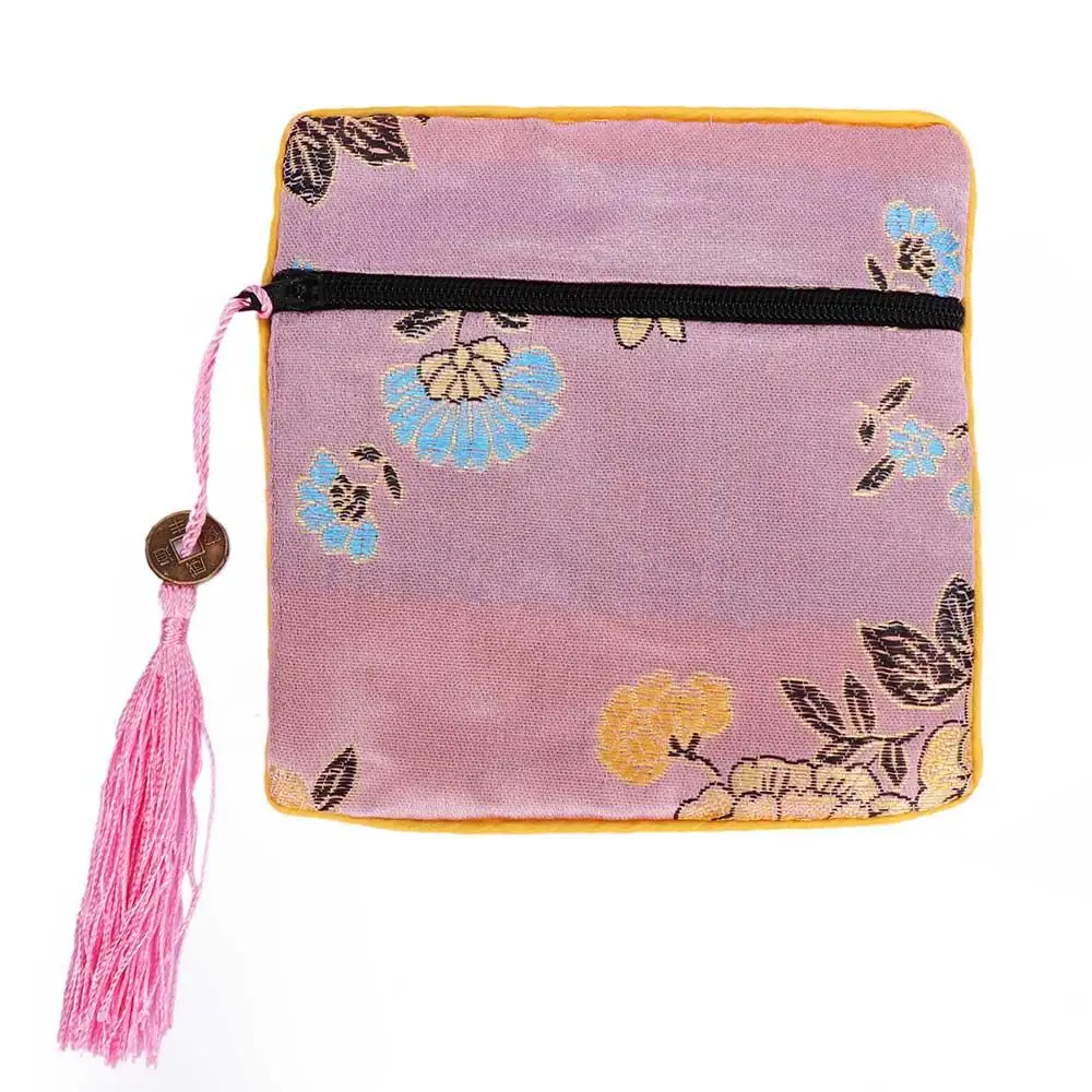 

Quartet Purse Beads Fabric Floral Quartet Zipper Packaging Tips Bag Jewelery Bag Wallet Handbags
