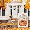 Happy Thanksgiving Garden Flag Burlap for Outside 12x18 Inch Double Sided, Fall Pumpkin Farmhouse Style Sign Lawn Small Flag jjp