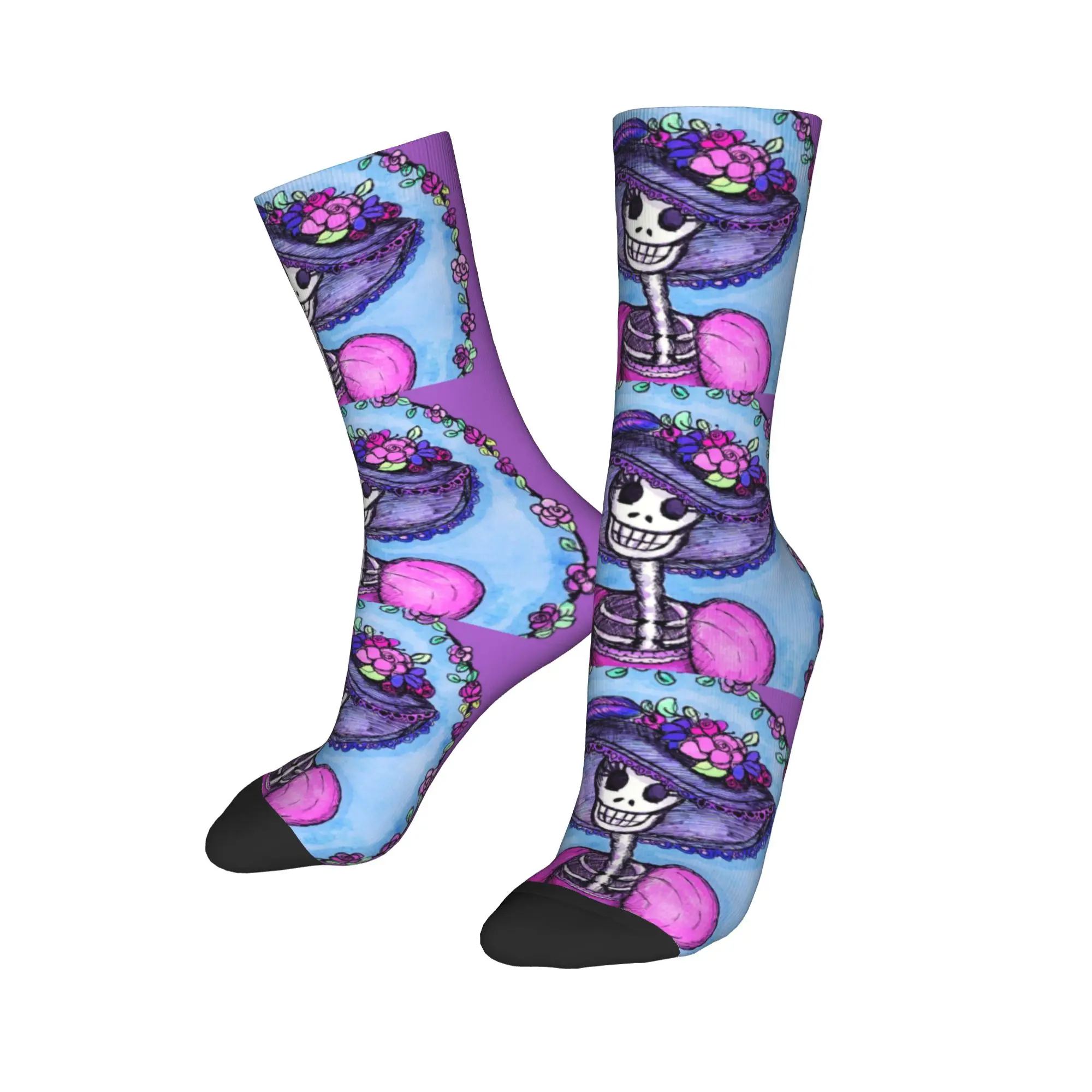 

Custom Funny Mexican Skull Men Women Crew Socks Unisex Funny Day Of The Dead Spring Summer Autumn Winter Dress Socks