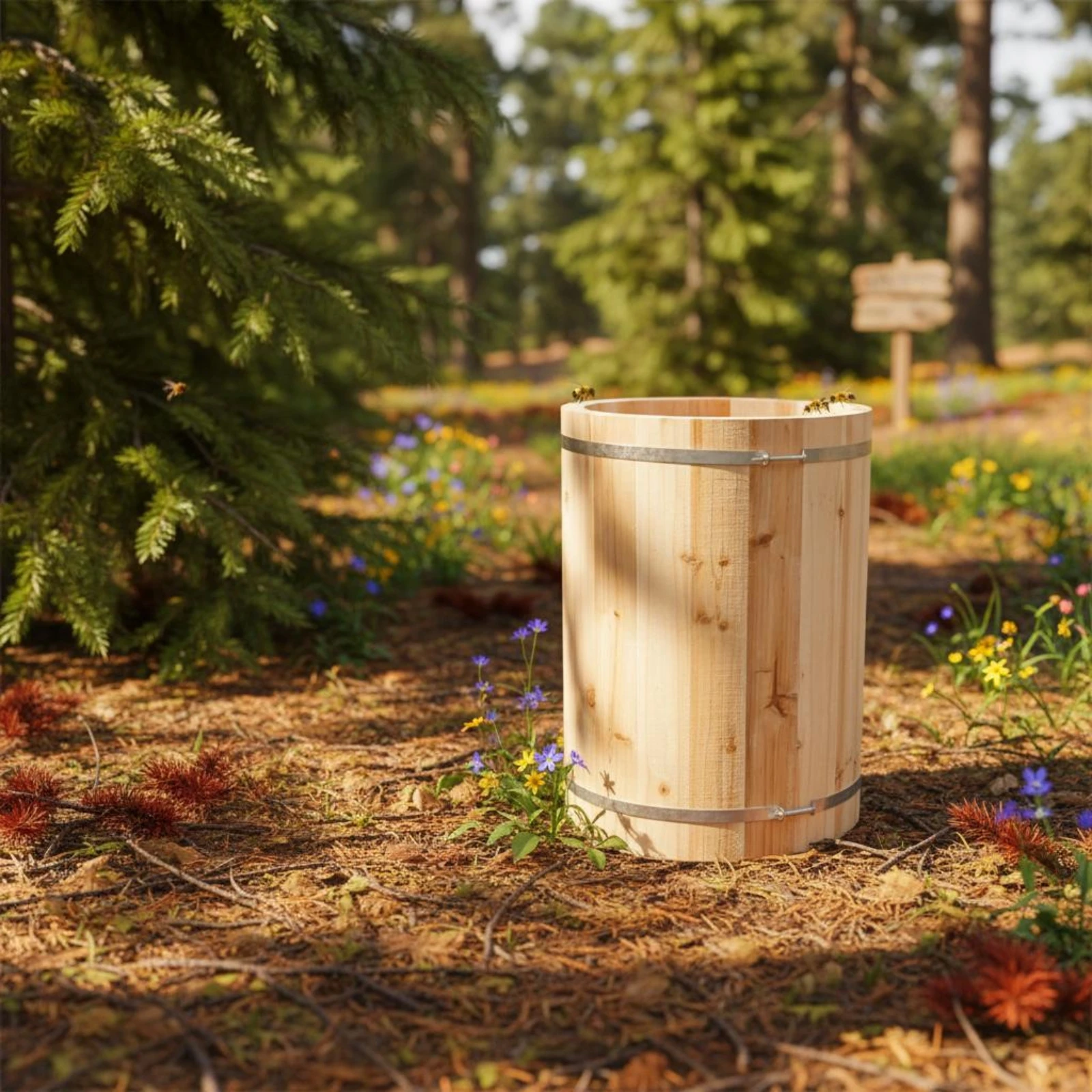 Traditional Round Beehive Handmade Wooden Beehive Barrel Beekeeping Equipment Sustainable for Beekeepers, Garden
