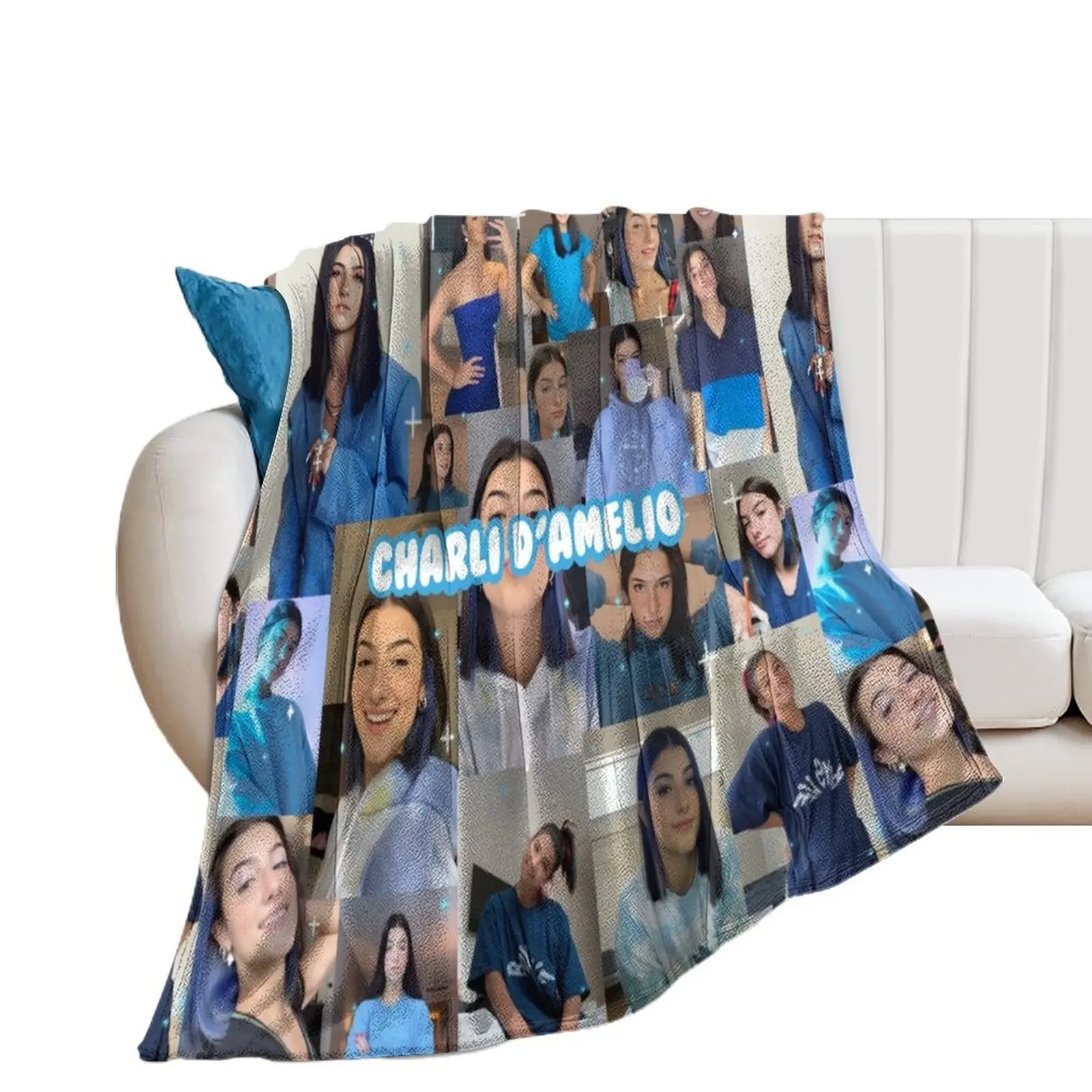 

Blue Charli DAmelio collage Throw Blanket Blankets For Bed Decorative Sofas halloween Blankets