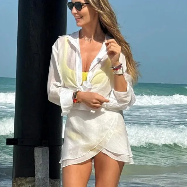 2026 Summer New Beach Sunscreen Shirt Beach Leisure Vacation Skirt Swimsuit Outer Cover Shirt Set