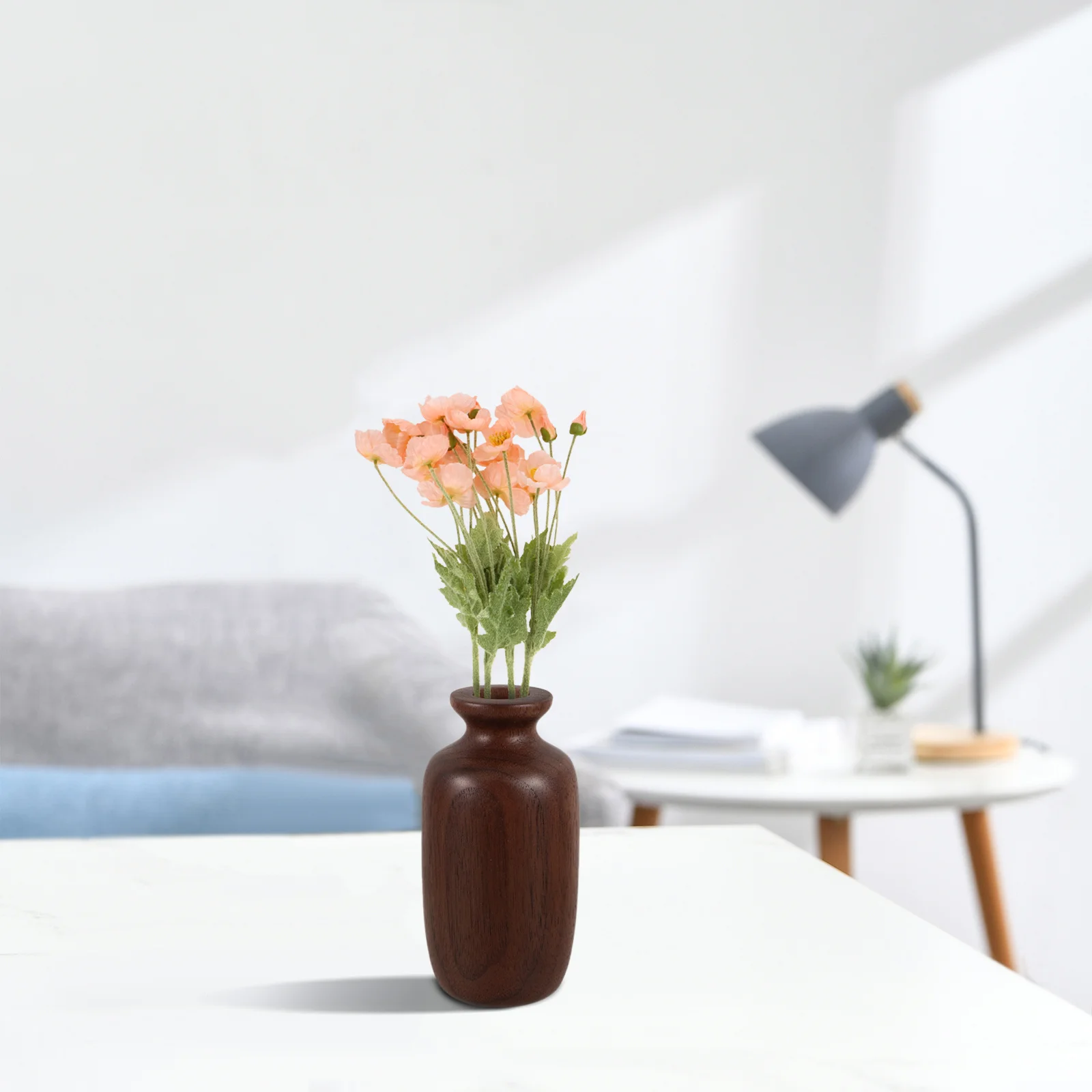 

Wooden Small For Home Office Decor Tabletop Wood Small Flower Vase Rustic Desktop Vase For Hydroponic Dried Flowers