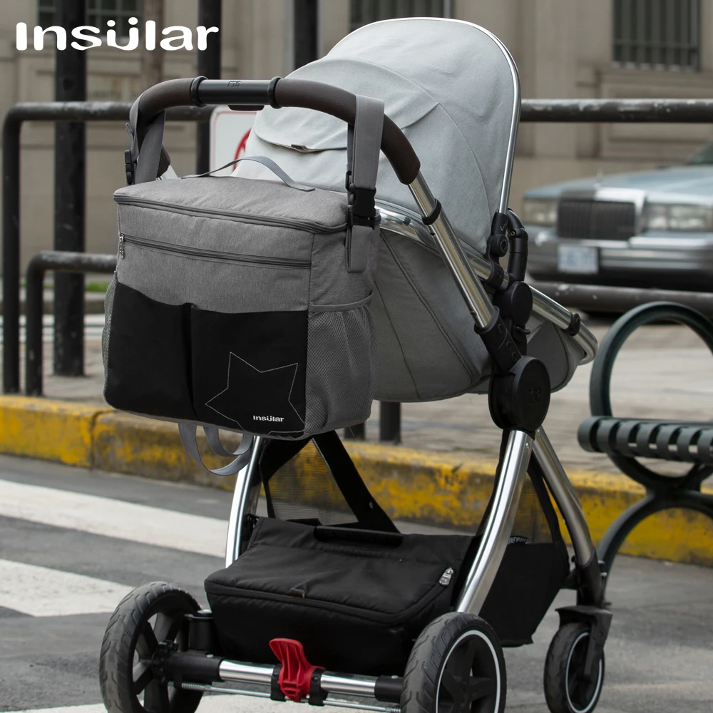 INSULAR Waterproof Mummy Diaper Backpack, Large Capacity Nappy Double Shoulder Bag, Stroller Hanging Pouch for Travel