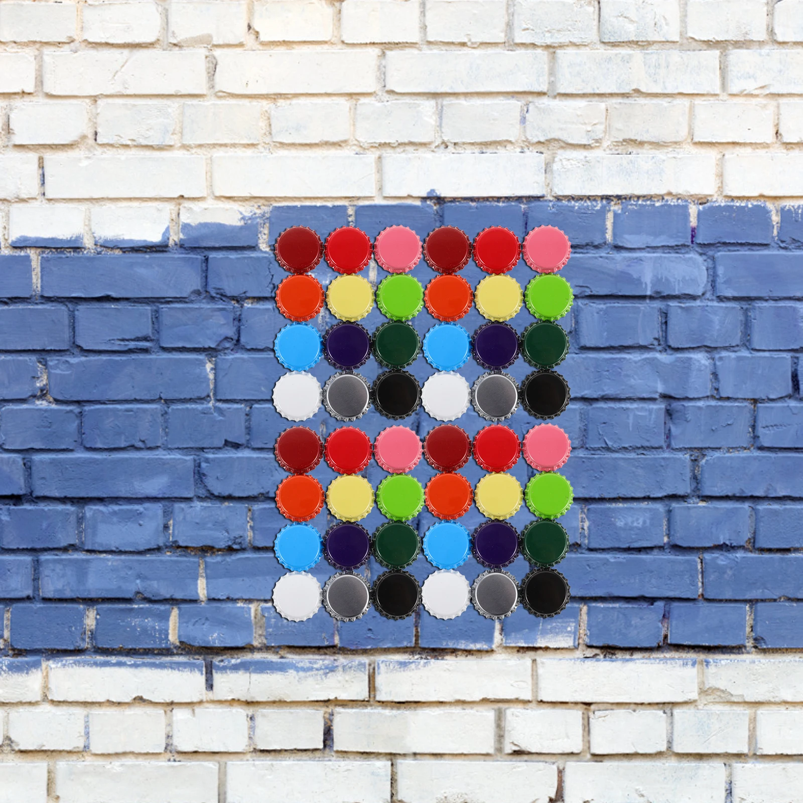 

60pcs Double Sided Colorful Beer Bottle Caps DIY Craft Wall Art Material Iron Decorative Cover Kitchen Bar Supplies