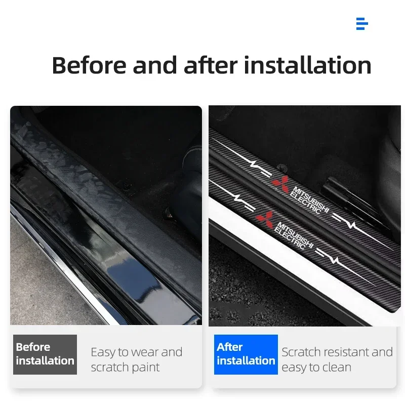 

Car Door Sill Protector Film Anti-scratch Threshold Sticker for Mitsubishi Lancer Outlander ASX L200 Pajero