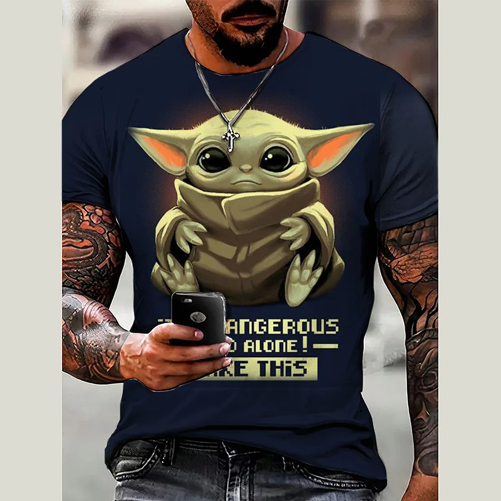 Marvel Yoda Baby Printed Pattern Round Neck T-shirt Short Sleeve Comfortable Hoodie Men's Wear