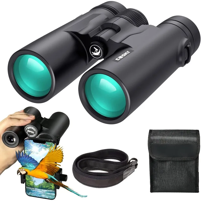 

Gosky 10x42 Roof Prism Binoculars for Adults, HD Professional BinocularsBAK4 Prism FMC Lens-with Phone Mount Strap Carrying Bag