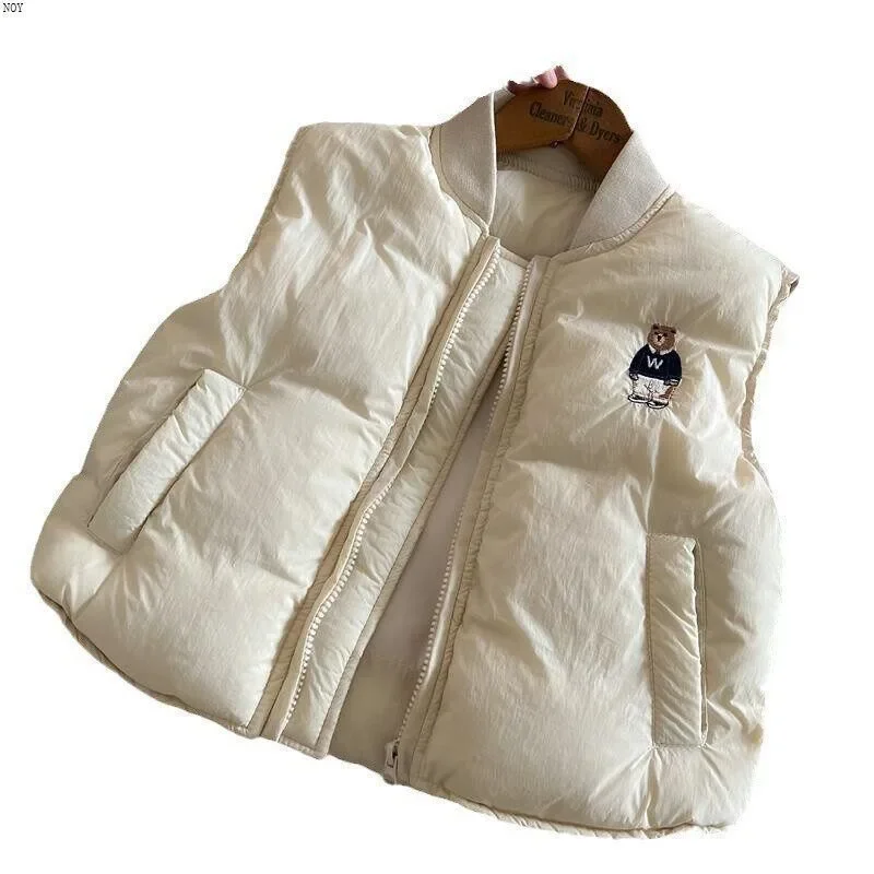 Kinder-Baumwollweste Jungen 2026 Winter Baseball-Kragen Weste Jacke Baby Wärmehaltende Ärmellose Jacke Mädchen Besticktes Oberteil – Detail 4