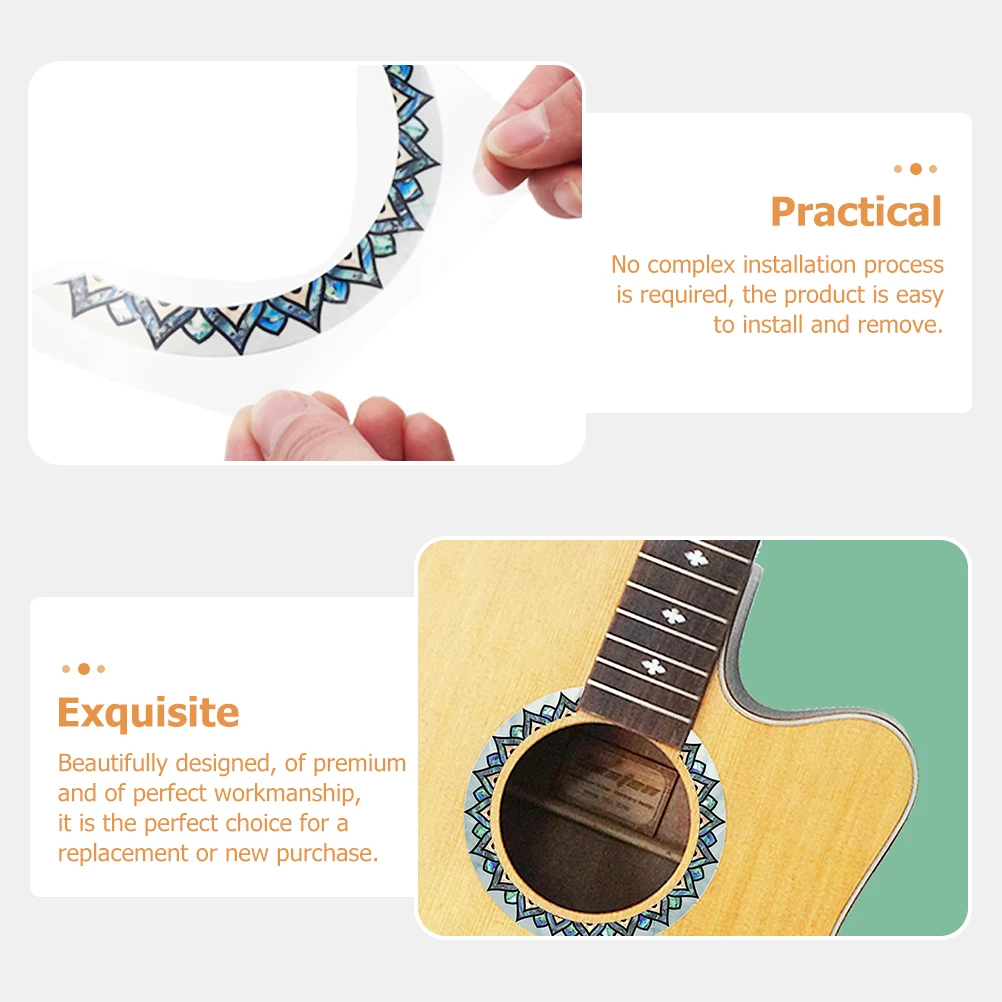 

2 Pcs Sound Hole Stickers Guitar Inlay Acoustic Soundhole Decal Decoration Accessories