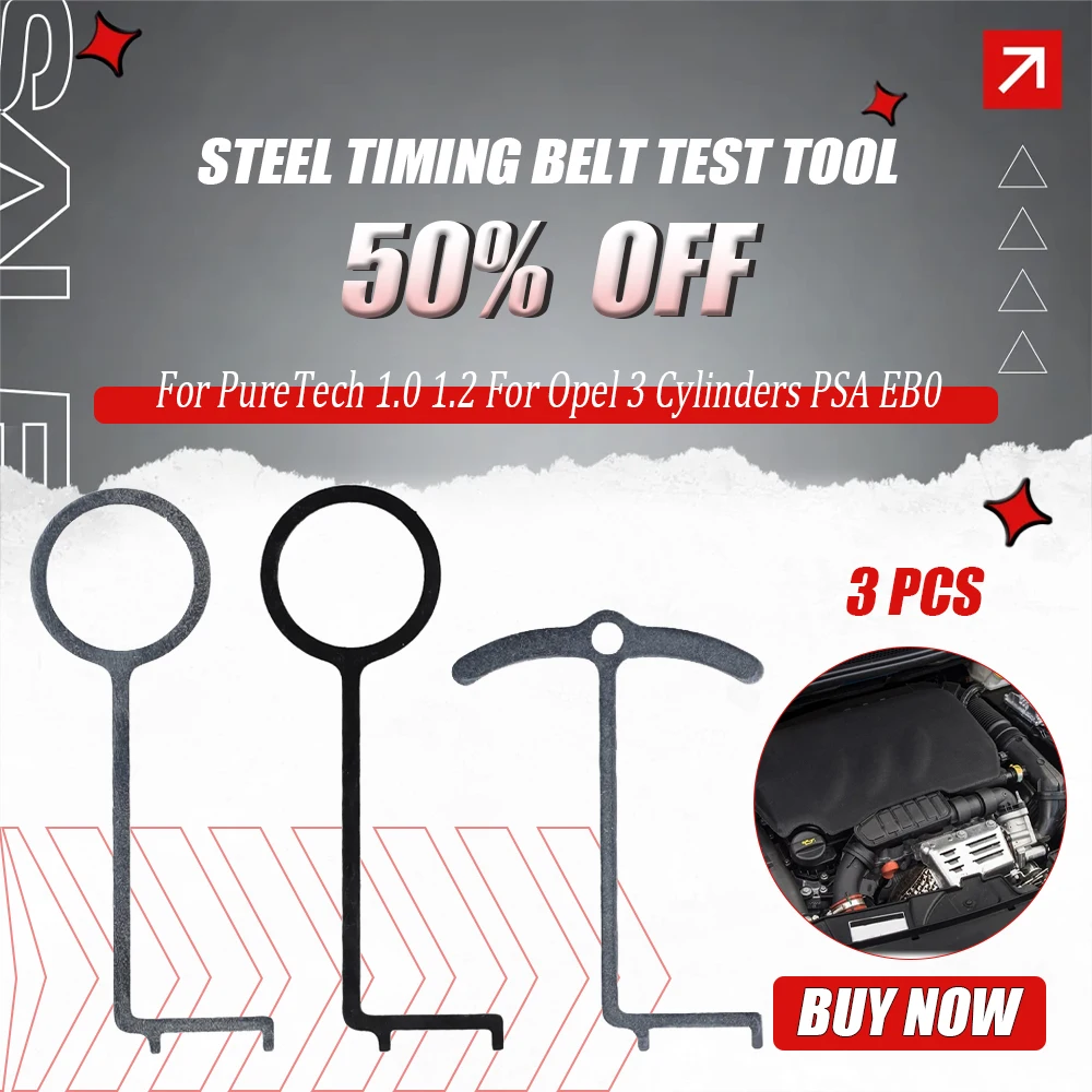 

3 шт. стальной ремень ГРМ, инструмент для проверки ремня ГРМ двигателя, инструмент для PureTech 1,0 1,2 для Opel 3-цилиндров PSA EB0