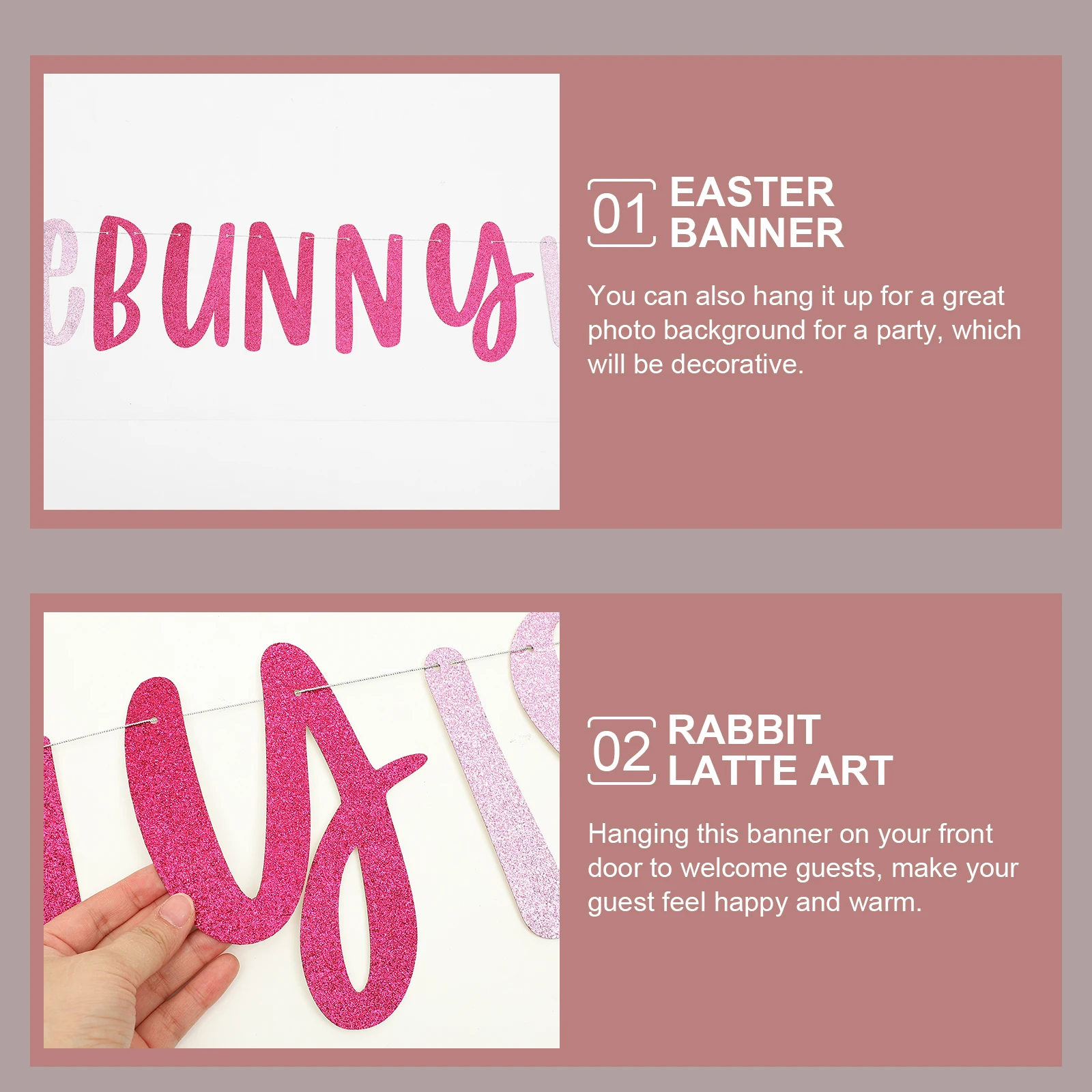 

2Pcs Premium Paper Easter Banner Rabbit Fringe Hanging Party Decor for Spring Celebration Festive Event Decoration