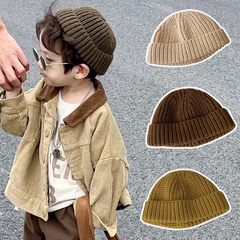 6 Kleuren Kidsknitted Muts 2024 Herfst Kids Beanie Cap Zacht Baby Motorkap Elastische Kids Beanie Wollen Pet Korea Stijl