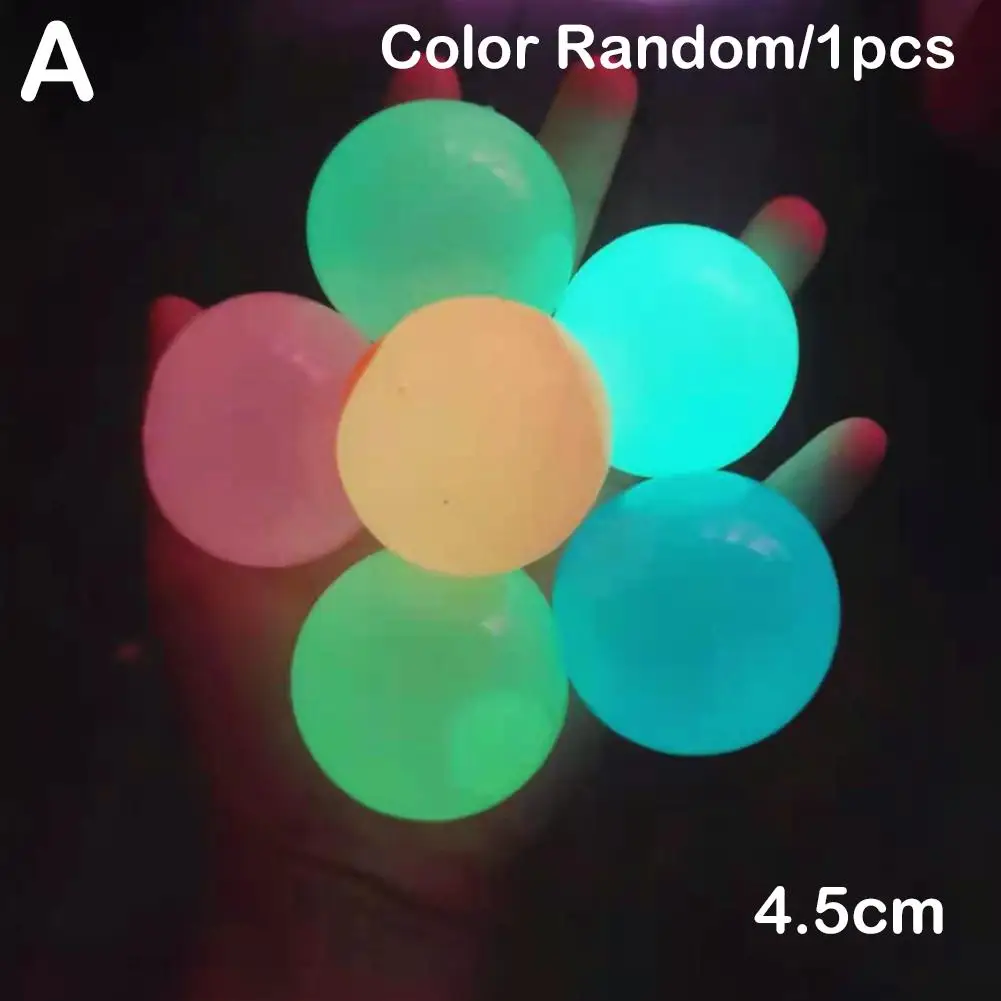 Luminous Balls High Bounce Glow in the Dark Ball Sticky Wall Home Stress Relieve Toy Decompression Squeeze Toy Party