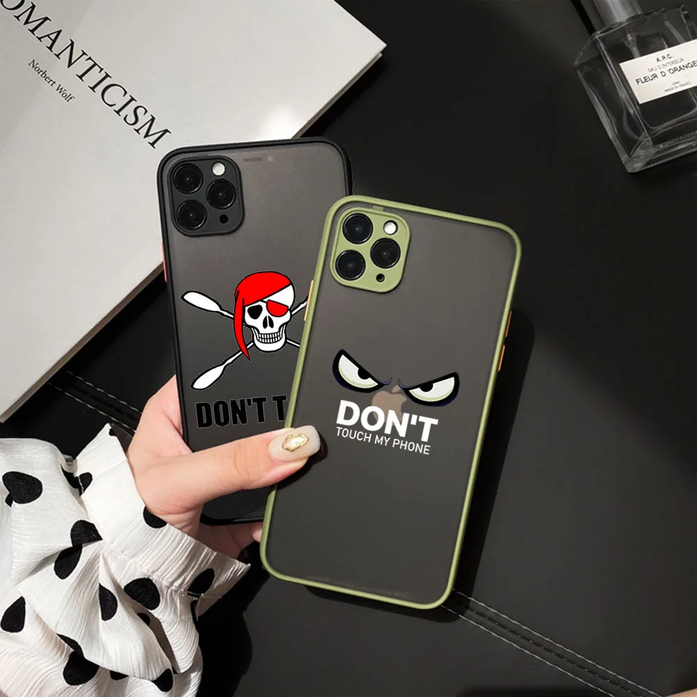 Matte Phone Case for iphone 14 15 Pro XS Max 13 8 7 6 Plus 12 11 Mini XR X SE Don't touch my phone Translucent Cases Funda Shell