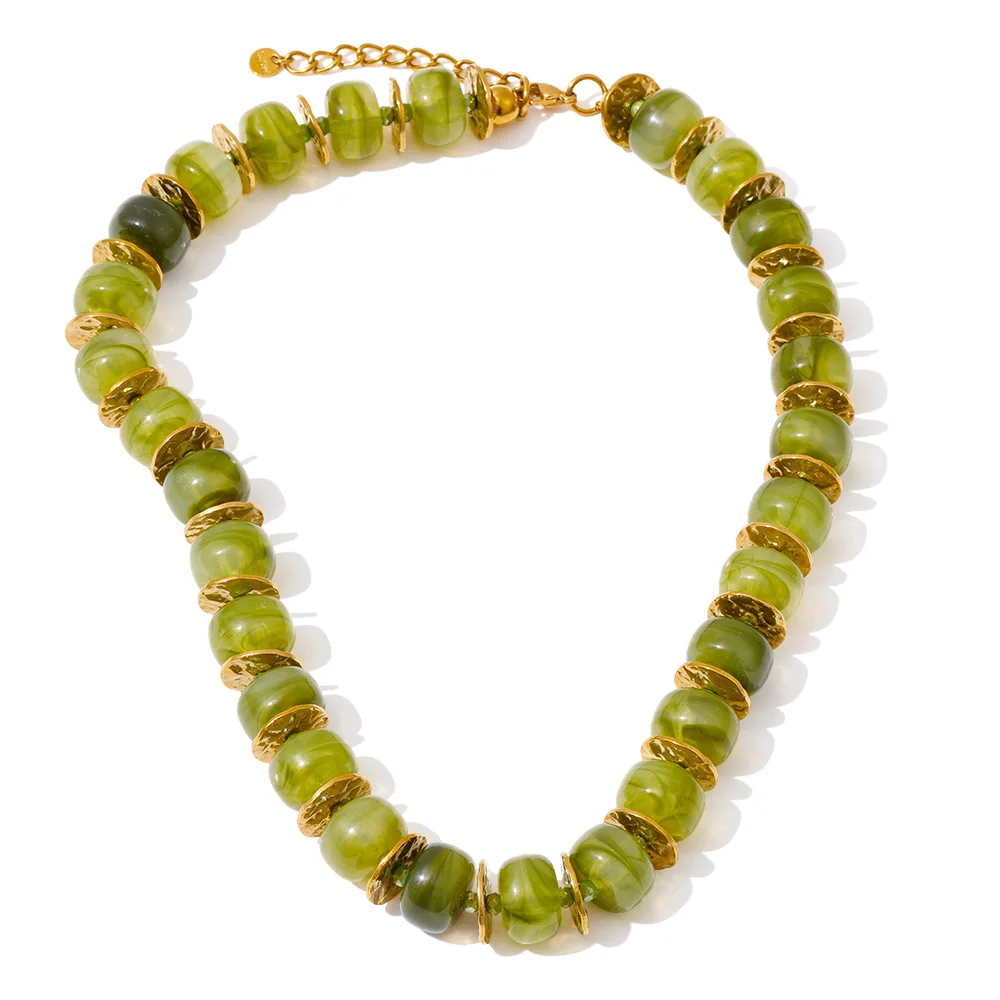 Yhpup – collier de perles et d'espacement en résine exclusives, fait à la main, en acier inoxydable 2025, étanche, bijoux à la mode, cadeau 3